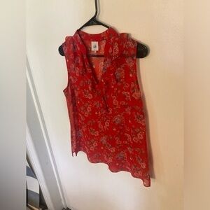 Cabi sleeveless shirt in size small, red with a beautiful flower design
